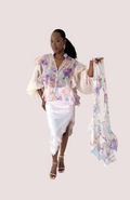 Blouse Fleurie Pastel et son foulard  – Tyb Orchid