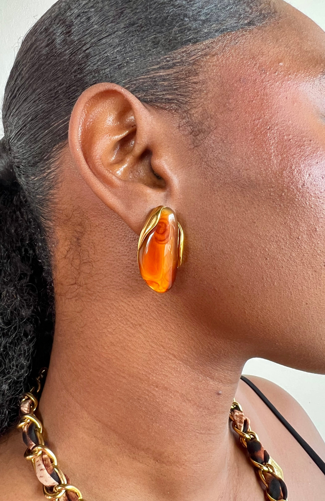 Boucles d’Oreilles Ovales Marbrées – Tyb Orchid