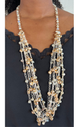 Collier Sautoir Perles Blanc & Doré – Tyb Orchid