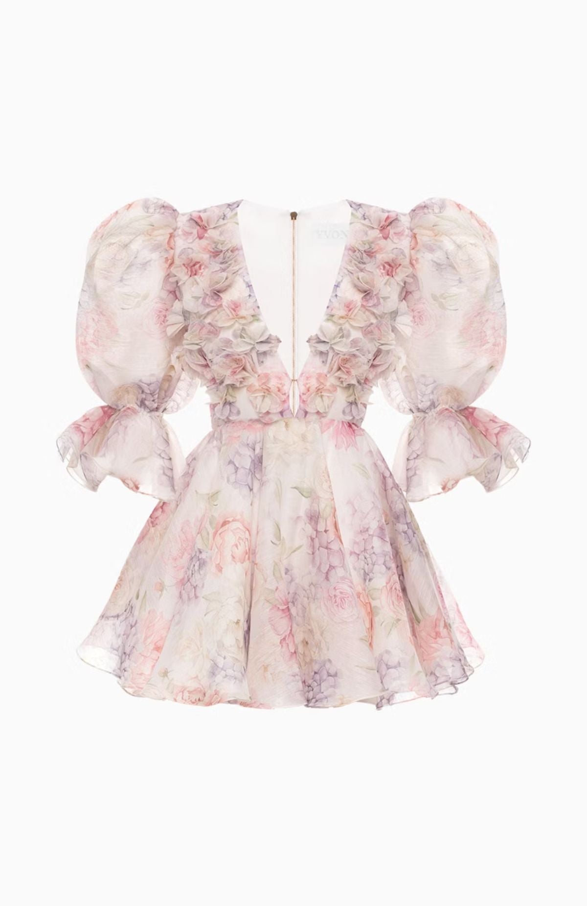 Robe courte portefeuille à fleurs "Jardin de Capri"