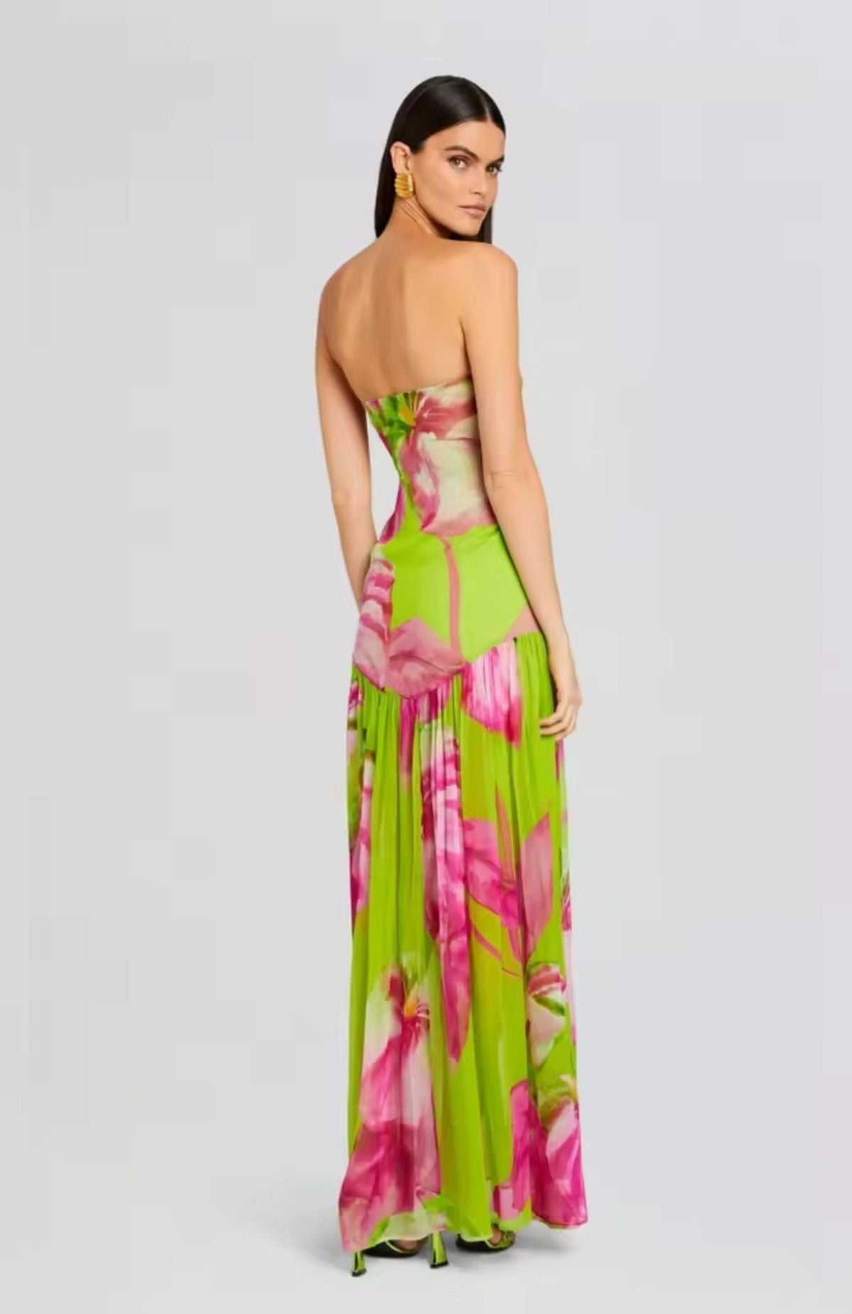 Robe longue fendue "Jardin d'été"